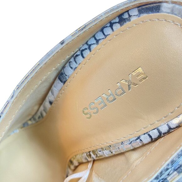 Snake Print Pointed Toe Mule Heels Womens Size 6.5 Slip-On Shoes By Express - Picture 6 of 12